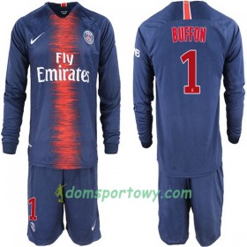 Koszulka Paris Saint-Germain Buffon 1 Dziecięcy Domowe Koszulki Piłkarskie 2018-2019 Długi Rękaw